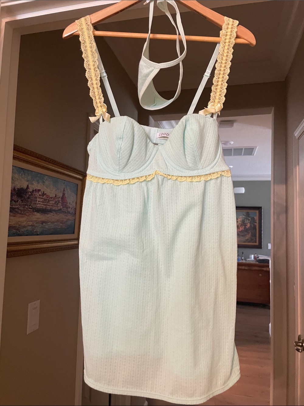 Izod Mint Green Lace-Trim Camisole